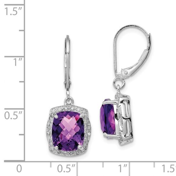 Kazi Luxury Sterling Silver Rhodium-plated Diamond and Amethyst Earrings
